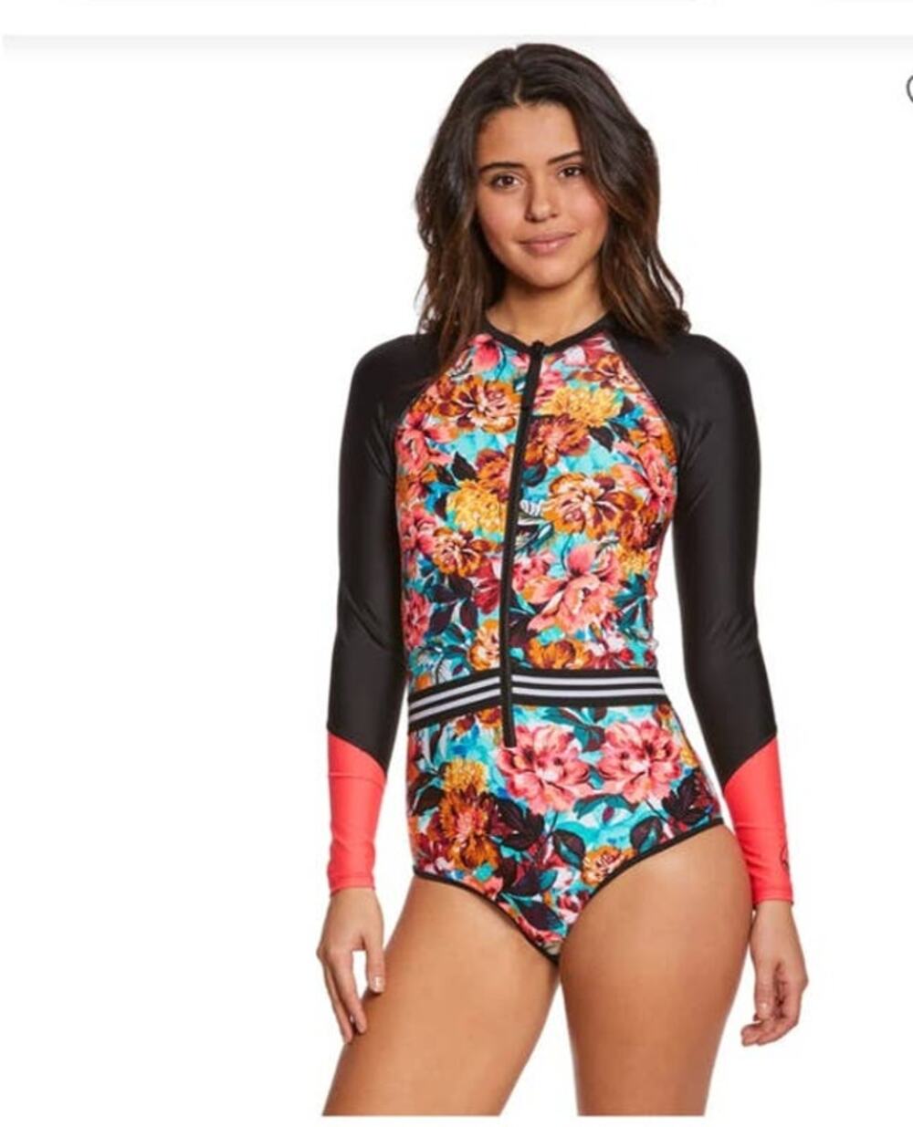Body Glove Wonderland Paddle Suit Swim Small Floral Long Sleeve Zip Front NWOT